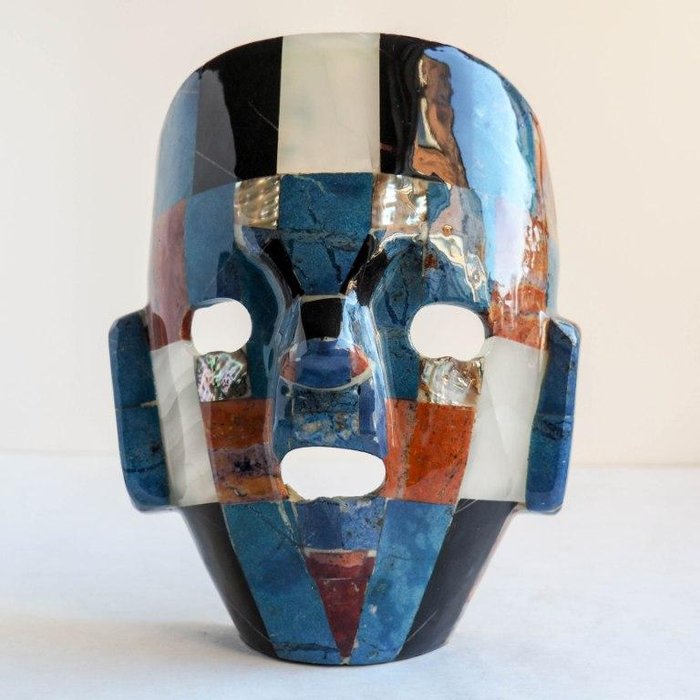 Aztec mask Mexico with i.a. turquoise, mother of pearl, Quartz, Onyx, Jasper - 20 cm - 550 g