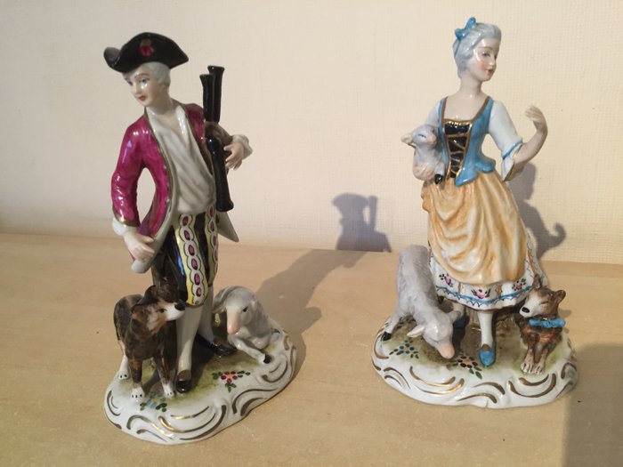 2 Wilhelm Rittirsch Dresden Art figurines - man & lady