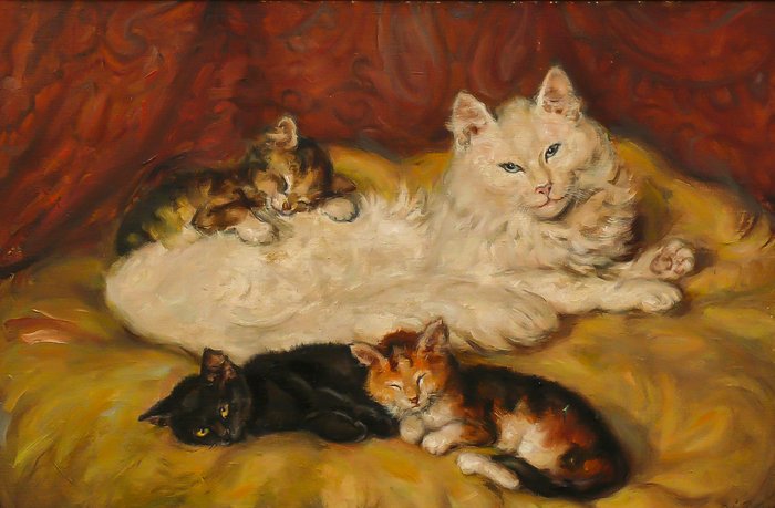 Dé Ruys-Tijdeman (1889-1967) - Moederpoes met kittens