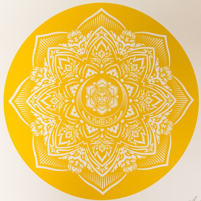 Shepard Fairey (OBEY) - Yellow Mandala Large Format Screen Print