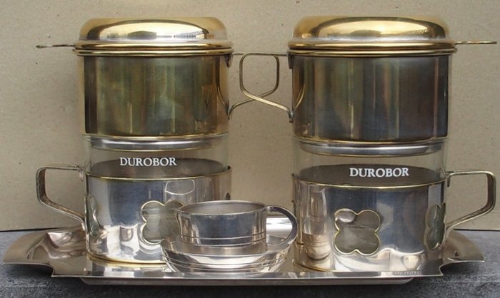 2 Coffeemakers - Durobor - Vintage - France - With tray and milk pot