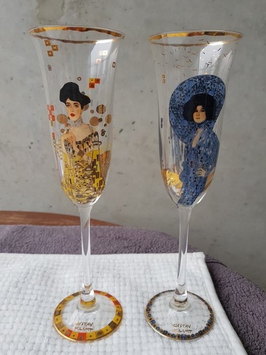 Goebel - 6 champagne glasses by Gustav Klimt