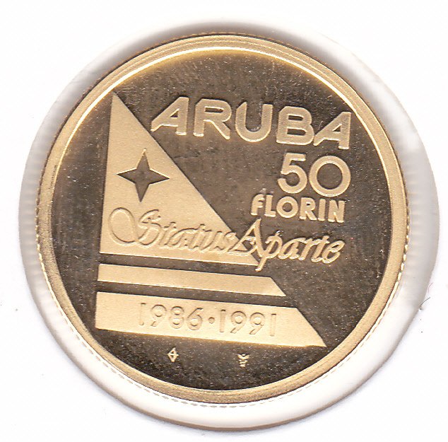 Aruba (Niederländische Karibik). 50 Florin 1991 "Status Aparte"