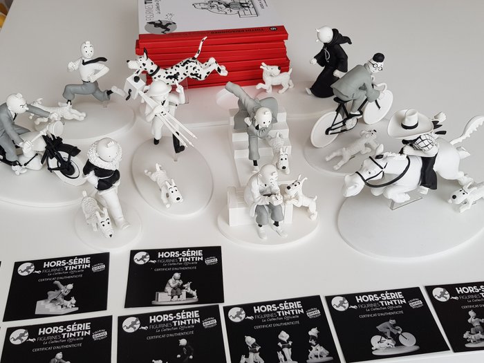 Hergé - 9x figurines hors-série Moulinsart - noir et blanc - série complète - Figurines Tintin, la collection officielle - (2013-2015) 