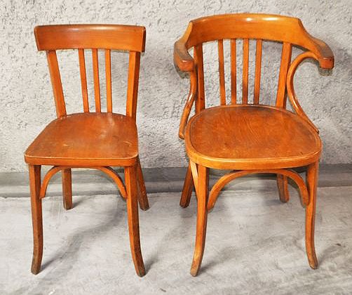 Two Baumann chairs: a bistro chair and a ‘cabriolet’ chair, 1950s