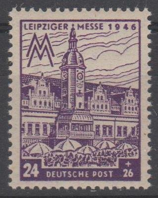 Allied occupation Soviet Zone Western Saxony 1946 - Leipziger Messe - Michel 164 AX Fb with inspection certificate