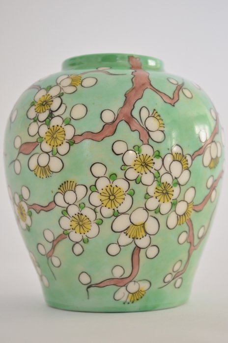 Gabriel Fourmaintraux La Poterie Desvres - Art Deco hand painted oriental inspired vase