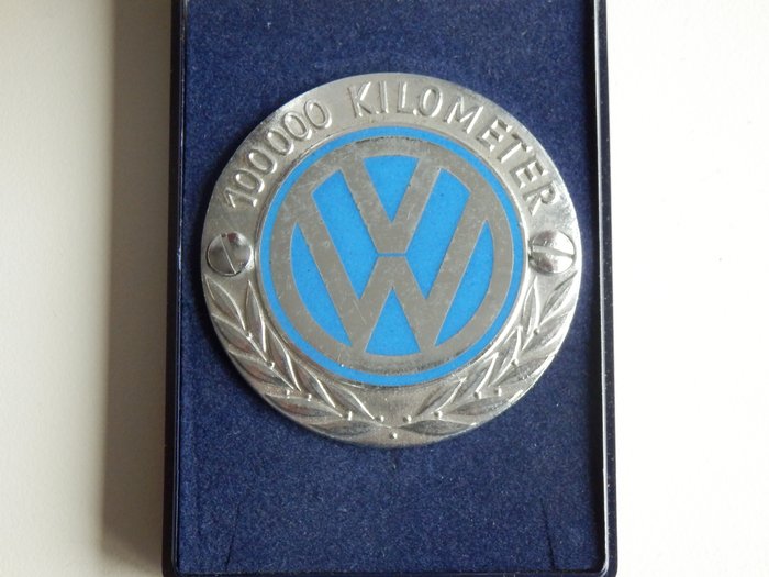 Rare, original Volkswagen car badge 100,000 km