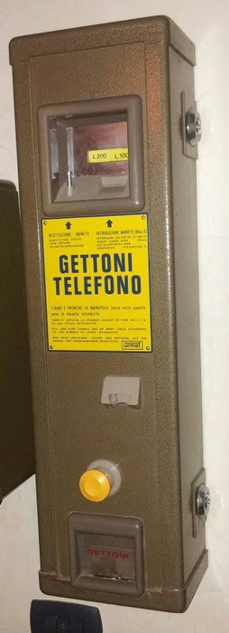 SIP Token machine plus telephone booth sign, 1970s/80s