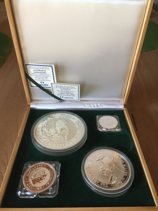 Australia - 4 coin box set 'The Australian Kookaburra' 1997/1999 - 1 oz to 1 kg silver