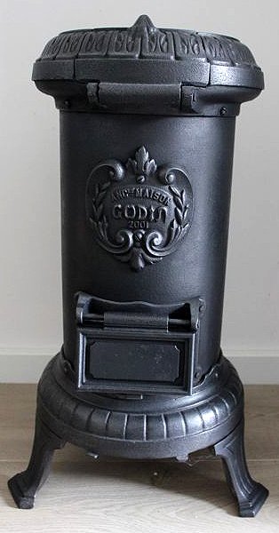 Cast iron Wood burner of Godin Bruxelles, first half 20th century
