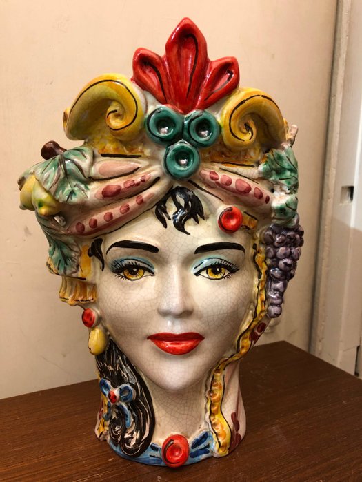 Moro Caltagirone Heads Couple Entirely hand painted