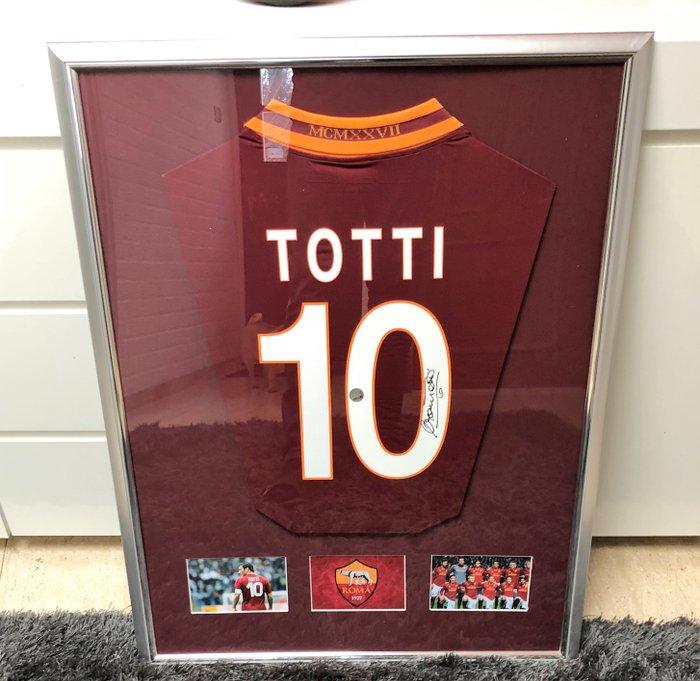 Francesco Totti Signed AS Roma Home Shirt Framed + Coa