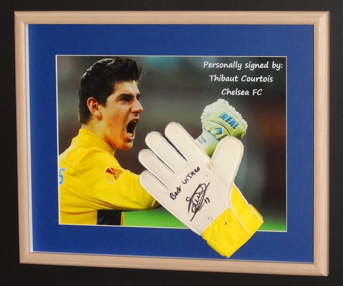 Thibaut Courtois original autographed goalkeepers glove-Deluxe Framed + COA