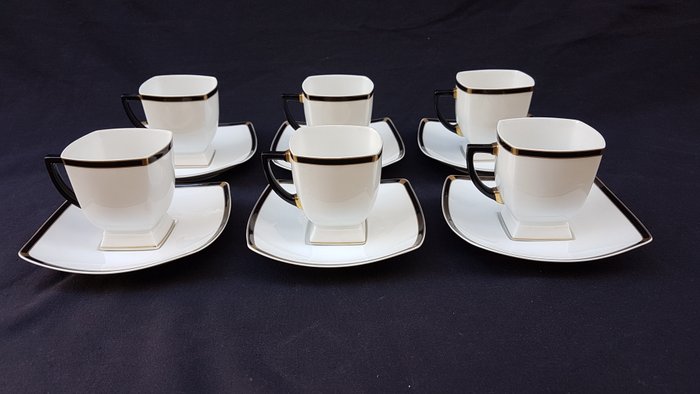 Limoges - 6 tasses à café et soucoupes COQUET modèle Prélude
