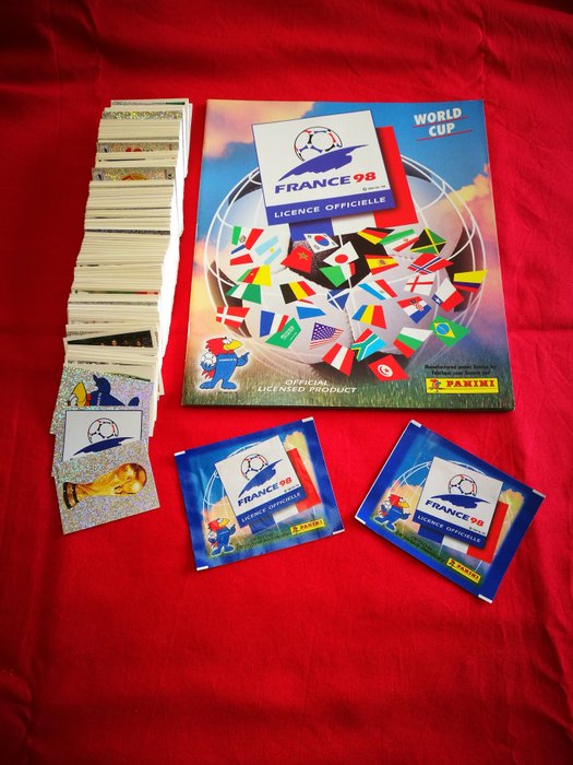 Panini - France 98 World Cup - Complete loose sticker set + empty album + 2 packets.