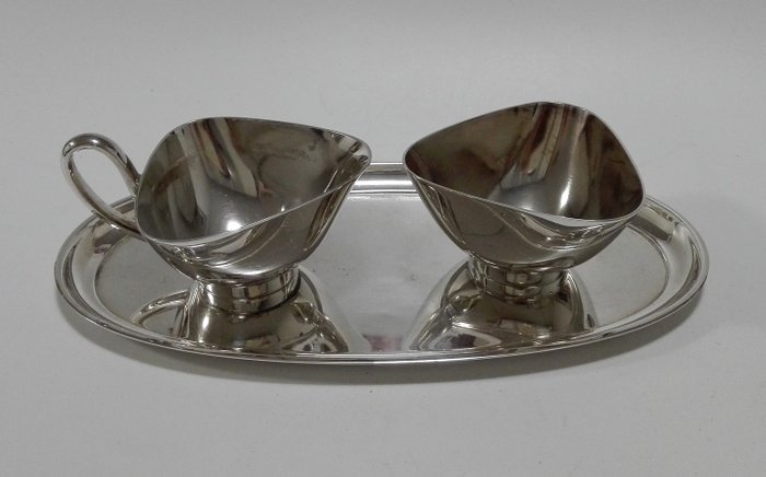 Silver plated cream set on tray - D GERO A60