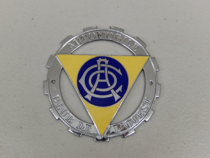 Vintage Metal and Enamel Automobile Club De L'Ouest France French Car Badge Auto Emblem Very Good Condition