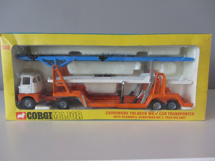 Corgi Major Toys # 1146 - Schaal 1/43 - Carrimore Tri-deck MK.V Car Transporter with Scammel Handyman Mk3.Tractor Unit