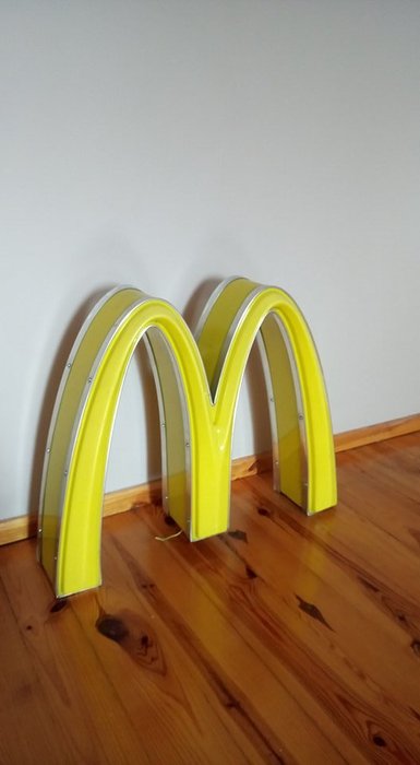 Large Vintage McDonald's Sign - Original Golden Arches Logo - Ca. 80-90 s -  Adapted to Lighting