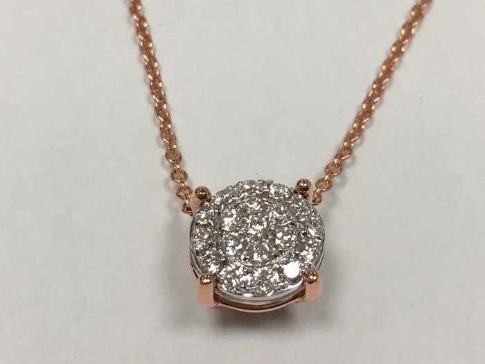 Diamonds Necklace - Gold 18K - Natural Loose Diamonds Ct. 0,30 - Size ...
