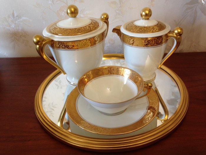 Limoges F. Z.&Cie - Fine gold gilt porcelain coffee set (11 pieces)