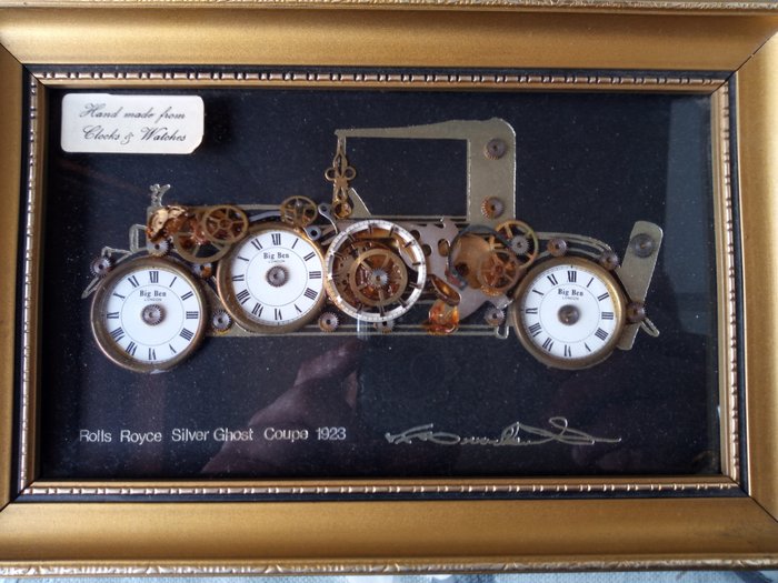 Frame - vintage Rolls Royce 1923 - made of old parts of watches - 20th century - Italy
