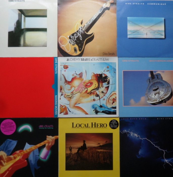 Dire Straits : The First 7  LP Albums + Mark Knopfler Album "Local Hero" Including 1 Rare DDR Compilation LP Album.