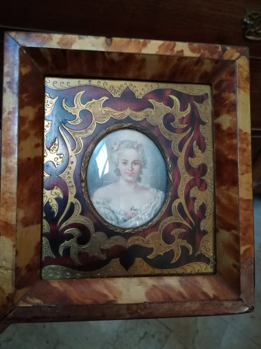 Miniature frame on ivory and tortoiseshell in boulle technique - France - mid-19th century