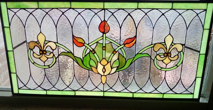 Stained glass SunCatcher in Art Nouveau style - also suitable as secondary glazing for privacy