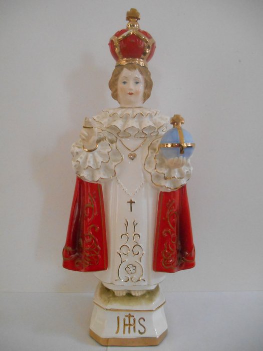 Porcelain statue of "infant Jesus of Prague ' from the 1950s
