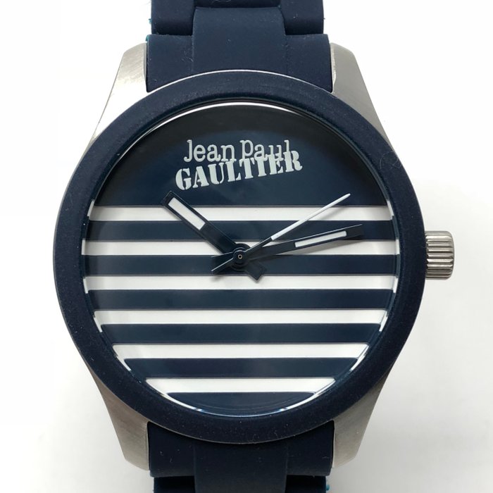 Jean Paul Gaultier - Classic Striped Design 40 MM Blue and White - 8501118 - Unisexe - NEW
