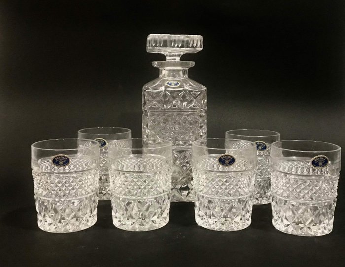 Bohemia Crystal Set - Bottle and 6 whisky glasses 