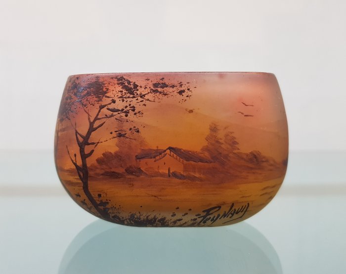 Jean-Simon Peynaud (1869-1952) - "Paesaggio" - vaso miniatura dipinto a mano