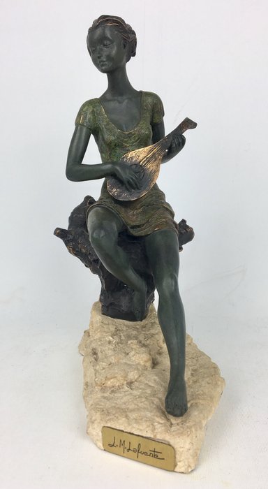 L.M. Lafuente - Bronze sculpture - La Musica (the Music) - Inver Art Gallery - Second half 20th century, Barcelona Spain