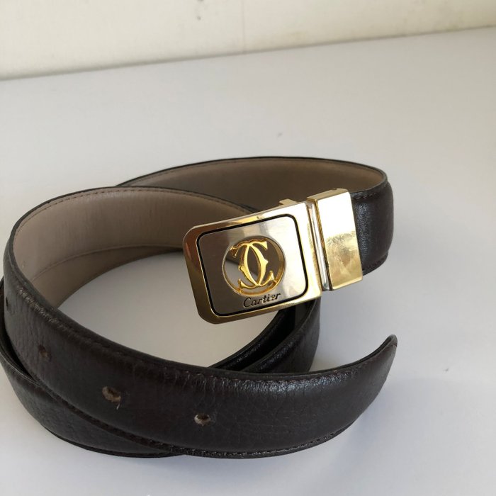 Cartier - Leather belt with gold buckle 