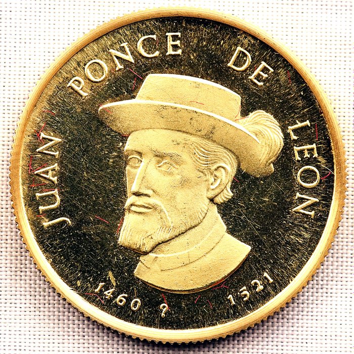 España - Ponce de leon (1460-1521) - Medalla conmemorativa en oro. 6,9 grs. - 