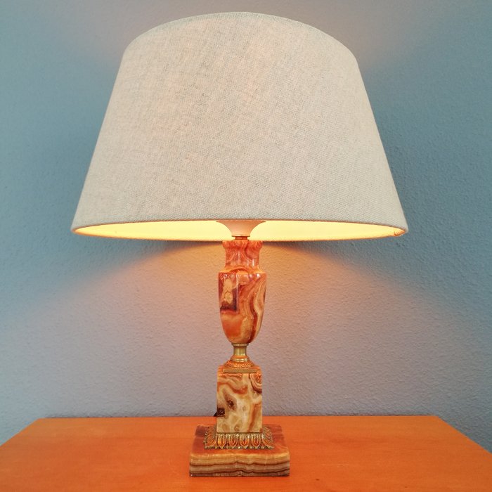 Neoclassical Table Lamp Made Of, Agate Stone Table Lamp