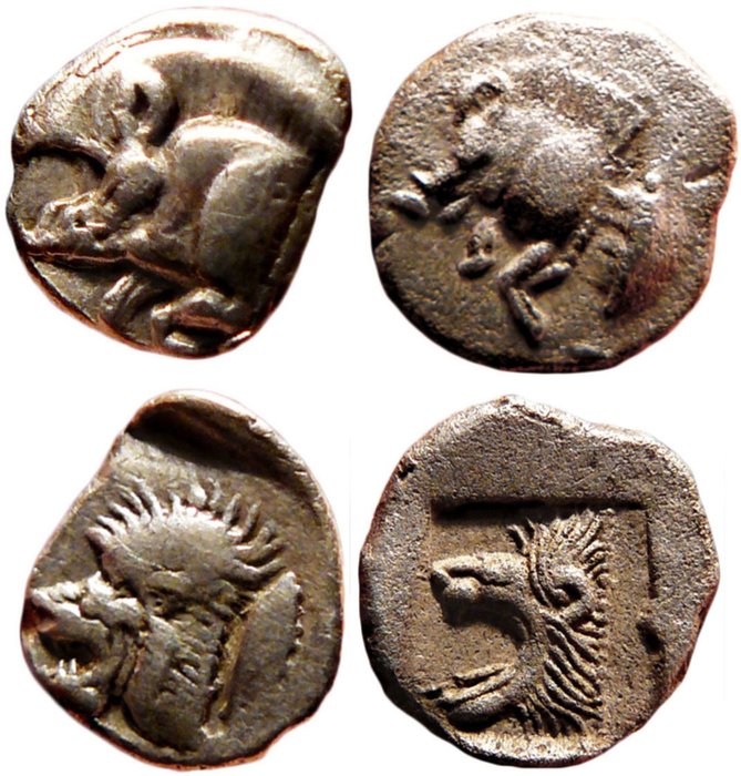Greek antiquity - Lot of 2 coins Mysia. Cyzicus. AR - Catawiki