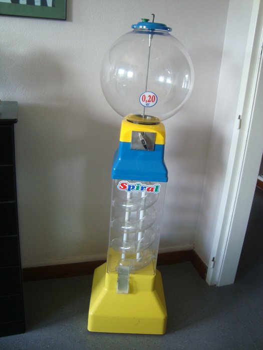 Large surprise dispenser machine for small gumballs or 3 to 4 cm container balls, brand Laiv S.L. Expemocar Spain, 2000s