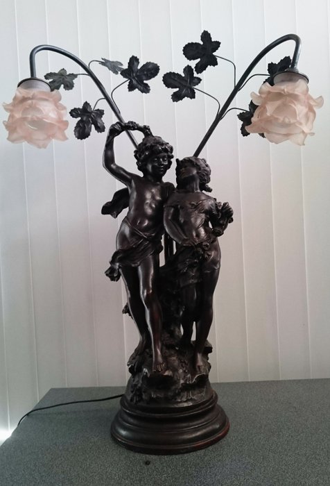 Table lamp vintage lamp Baroque zamac sculpture bronze colour