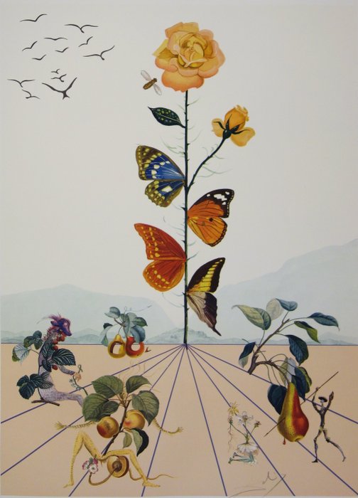 Salvador Dali (1904-1989) - Flordali II : La Rose Papillon