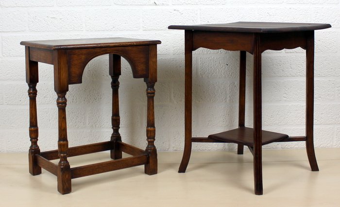 Two Vintage Wooden Side Tables, Vintage Wooden Bedside Tables