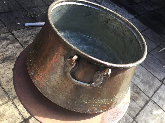 Ancient copper cauldron from the 18th century