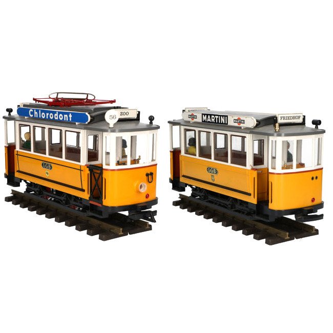LGB G - 2035/3500 - Tram - Zweiteiliges Set, Auto und Anhänger, mit Beleuchtung