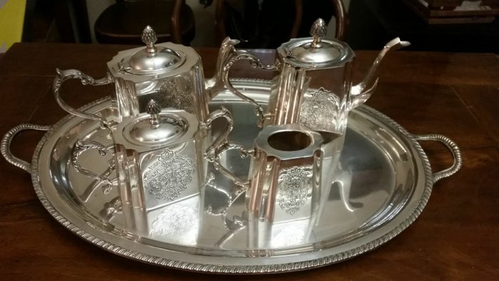 Wonderful English Sheffield silver tea set, marked Re Sheffield Lady G