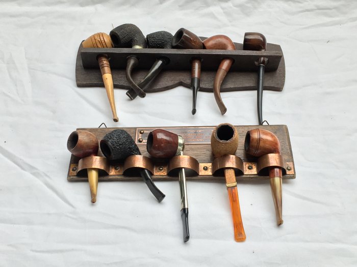 11 Various Tobacco Pipes In 2 Wall Racks Catawiki
