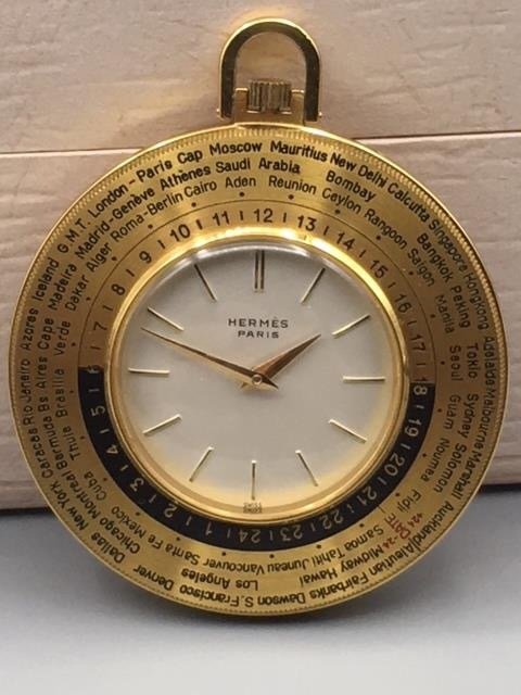 Hermès -  Hermes -World Time Travel pocket watch - P7040 - Herrar - 1950-1959