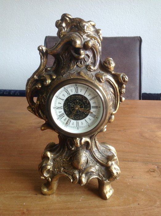 Copper mantel clock, West Germany, Mercedes movement, 1900