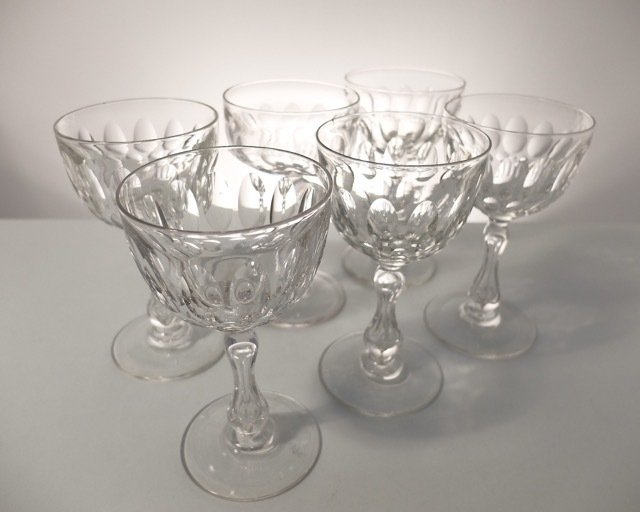 Val Saint Lambert - 6 pieces Prince de Galles glass crystal with round foot